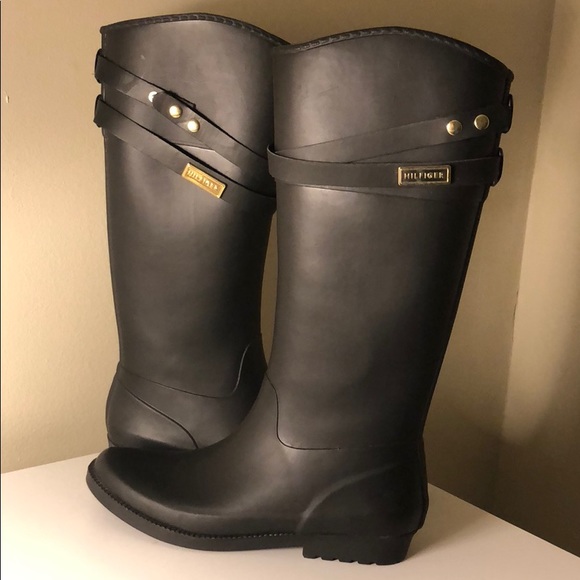 Tommy Hilfiger Shoes - Black Tommy Hilfiger Rain Boots